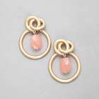 Pink Quartz Hoop Earring, Gold, small