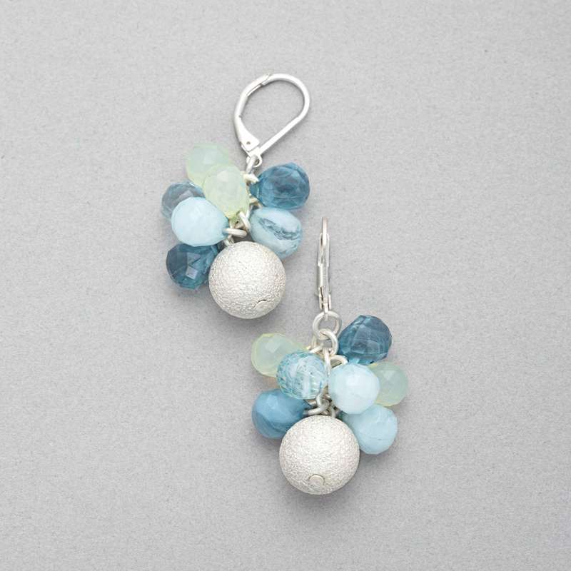 Cluster Drop Earring, Silver, large