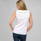 Sleeveless Ruffle Front Blouse, White, small
