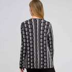 Open Front Texture Cardigan, Black & Sugar, small