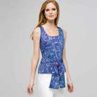 Paisley Sleeveless Shirt With Tie Front., Spring Violet Combo, small