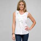 Sleeveless Ruffle Front Blouse, White, small