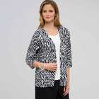 Open Front Ruffle Cardigan, Black & White, small