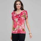 Ruffle Front Blouse., Pink Gem Combo, small