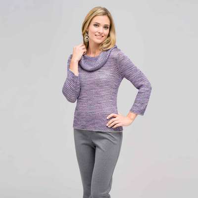 Tweed Cowl Neck Sweater