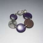 Silver and Purple Button Bracelet, Silver Ox, small