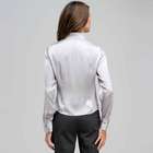 Pleated Bib Long Sleeve Shirt, Silver Grey, small