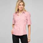 Double Collar Striped Shirt, Cardinal Red & Black, small