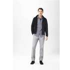 Straight Leg Trousers with Two Back Besom Pockets, Gray, small
