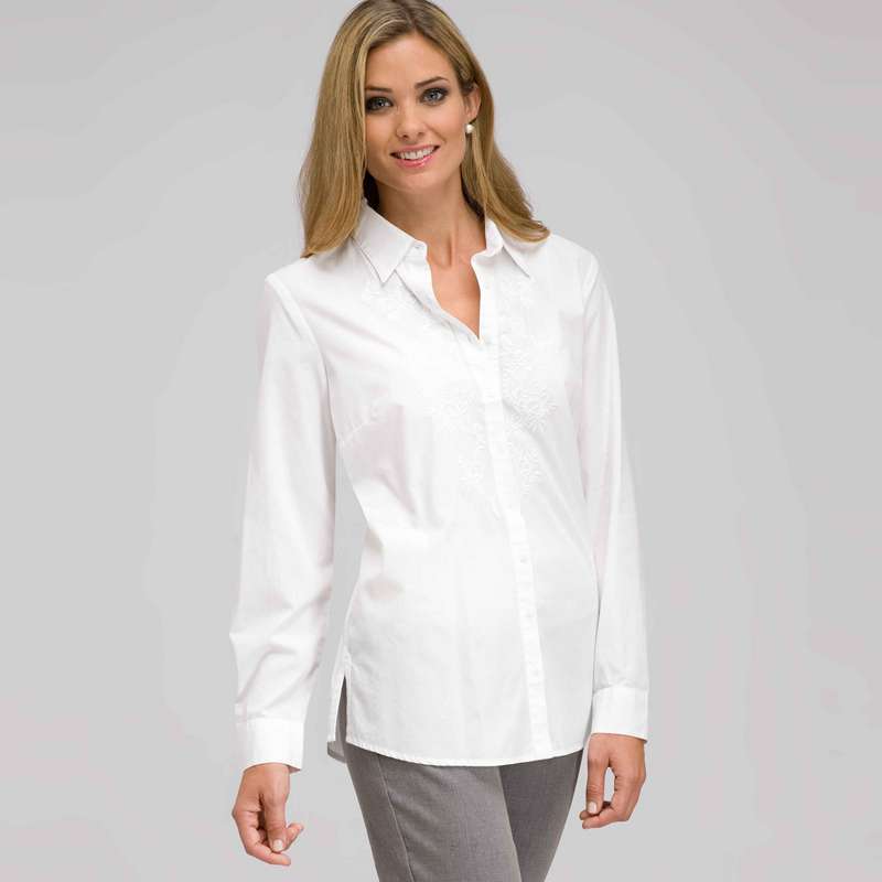 Button Down Tunic, White, large