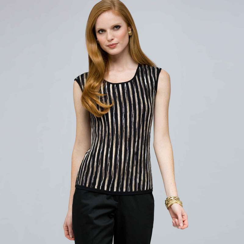 Sleeveless Shell., Black Multi, large