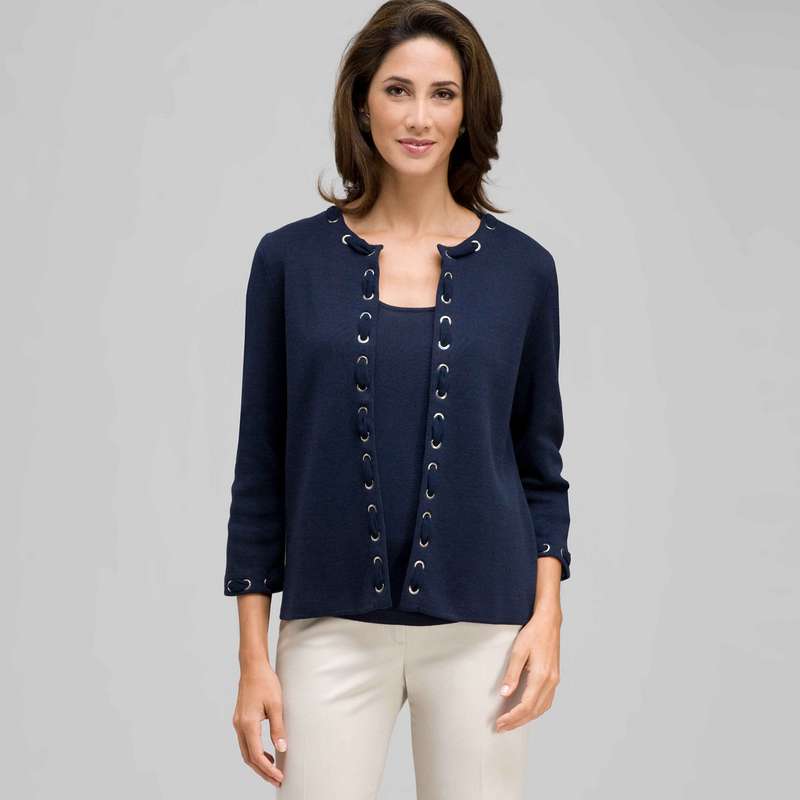 Trimmed Cardigan, Admiral Navy, large