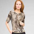 Animal print Boat Neck Sweater, Multi, small