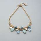 3 Strand Drop Necklace, Blue, small