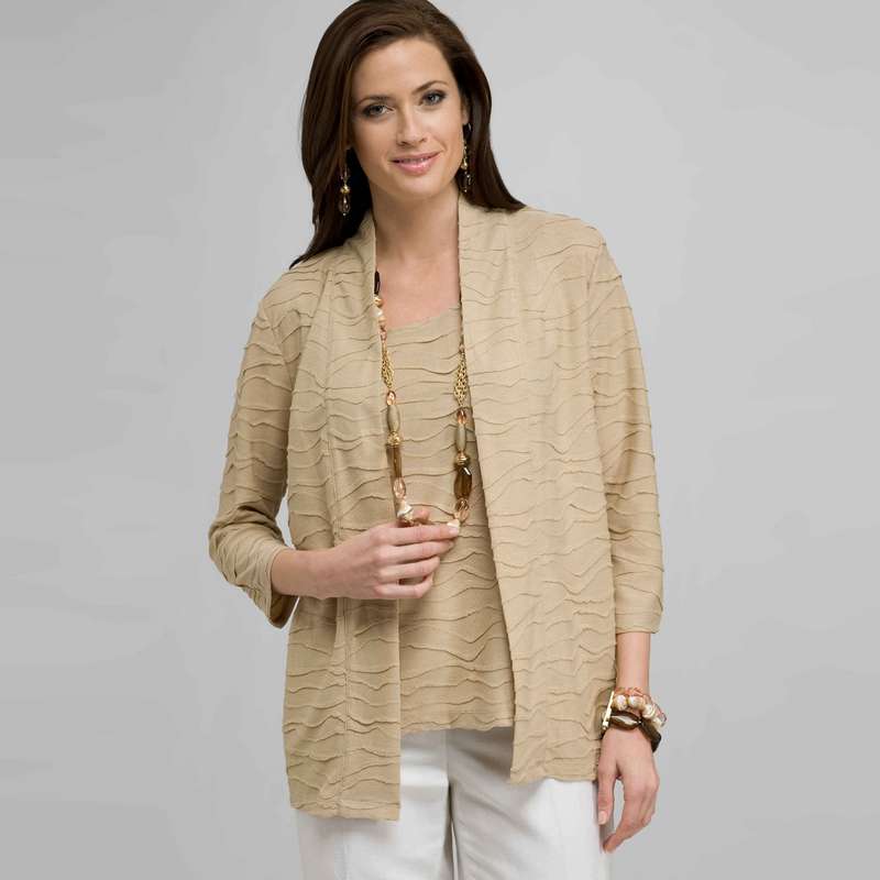Open Front Cardigan, Toast, large
