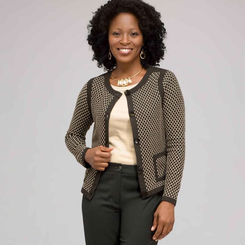 Dot Pattern Cardigan, Laurel/ Chino, large
