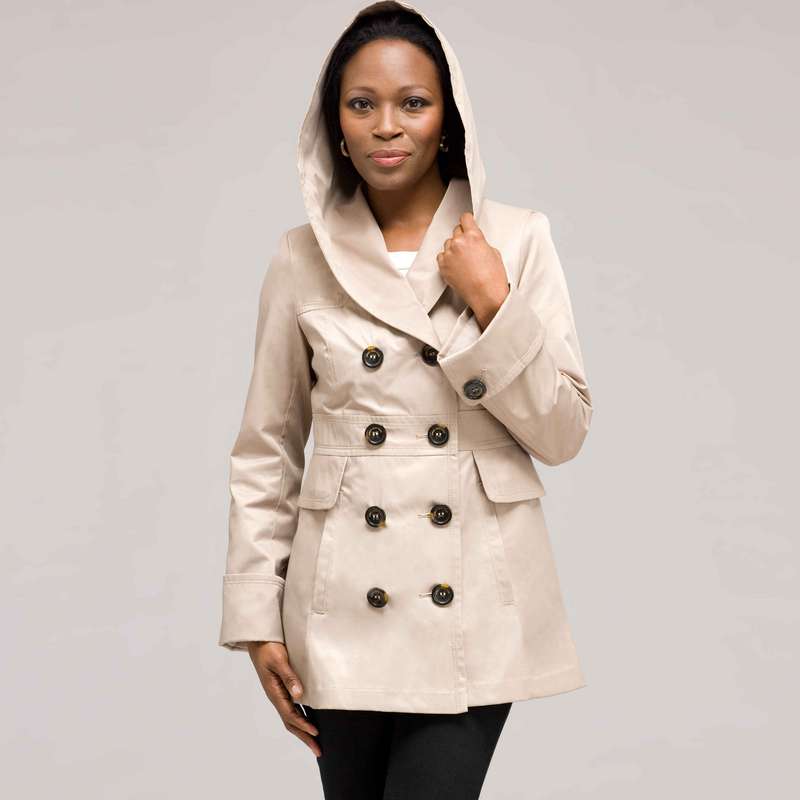 Hooded Trench Coat, Flax, large