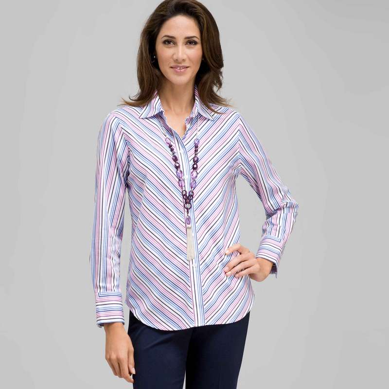 Striped Button Down, Lavender Multi, large