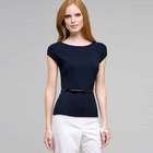 Belted Boat Neck Sleeve Top, Ink, small