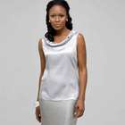 Sleeveless Twist Neck Blouse, Light Grey, small