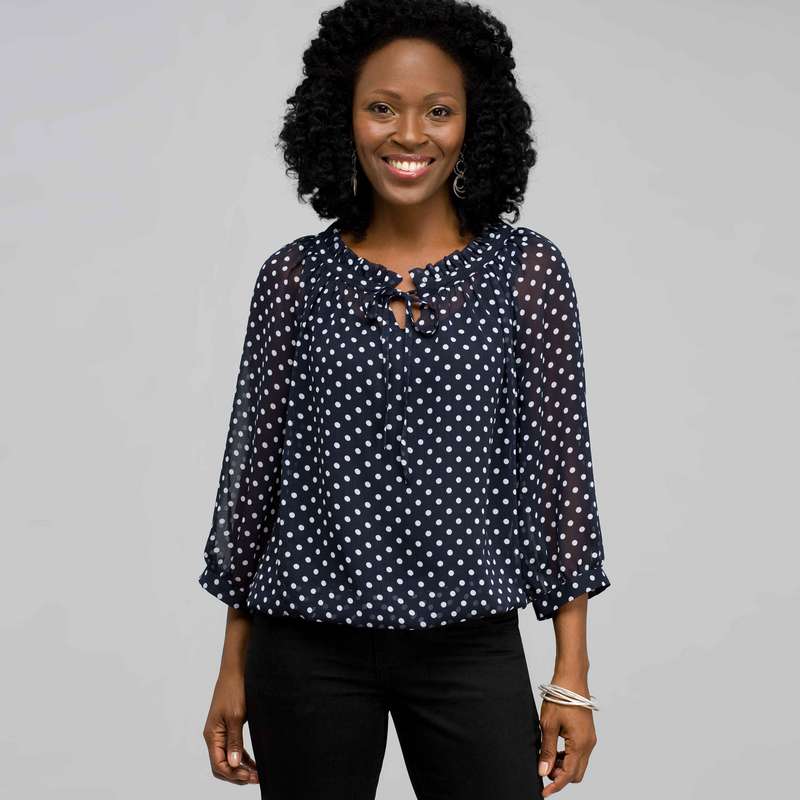 Ruffle Flounce Raglan Top, swiss navy & white, large