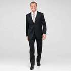 Black Single Pleat Athletic Fit Wool Suit, Black, small