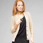 3/4 Sleeve V-Neck Cardigan, Ivory/Gold, small