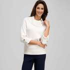 3/4 Sleeve Cowl Neck Top, Sugar, small