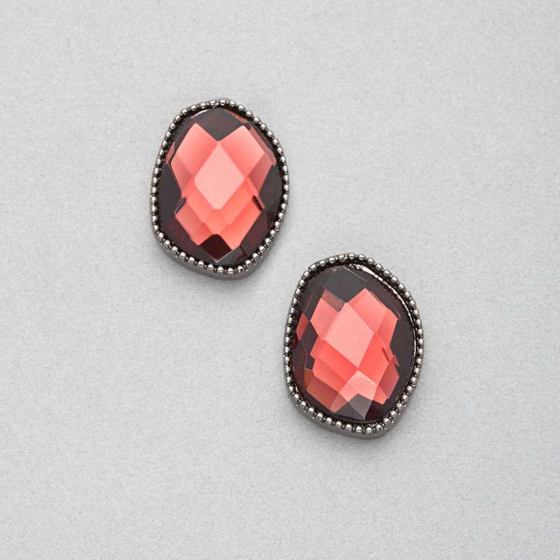 Light Hematite Button Clip-on Earrings, Hematite, large
